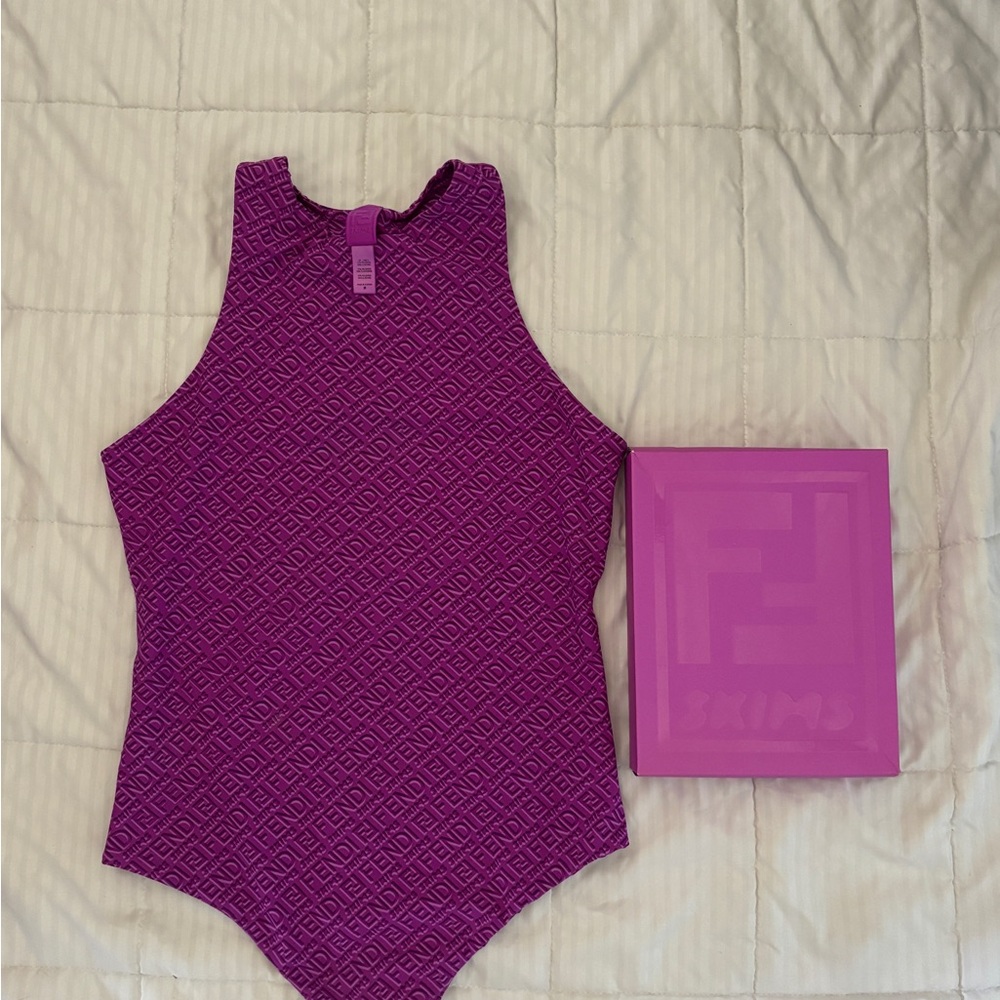 SKIMS Purple Textured Bodysuit One Piece